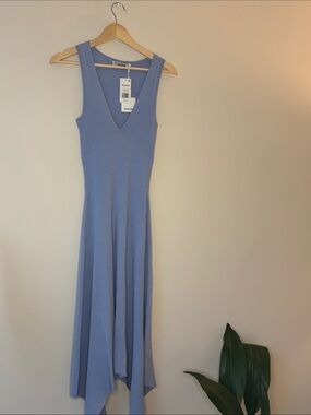 Jonathan Simkhai Sleeveless V-Neck Ribbed Maxi Dress in Periwinkle Blue